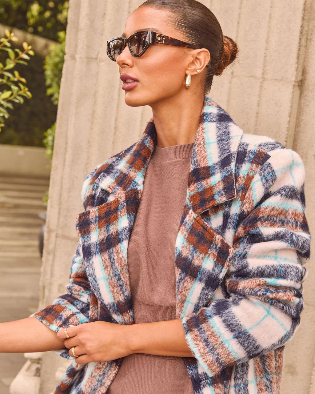 Corn Maze Plaid Longline Coat