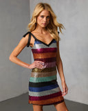 First Glance Striped Sequin Mini Dress