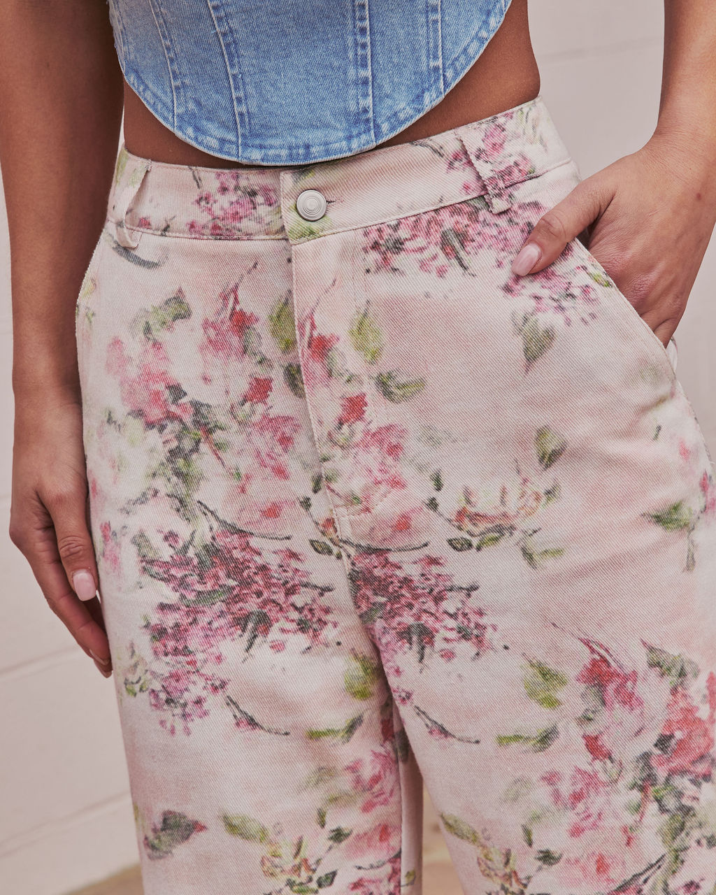 Bloom Trail Rigid High Rise Relaxed Floral Jeans