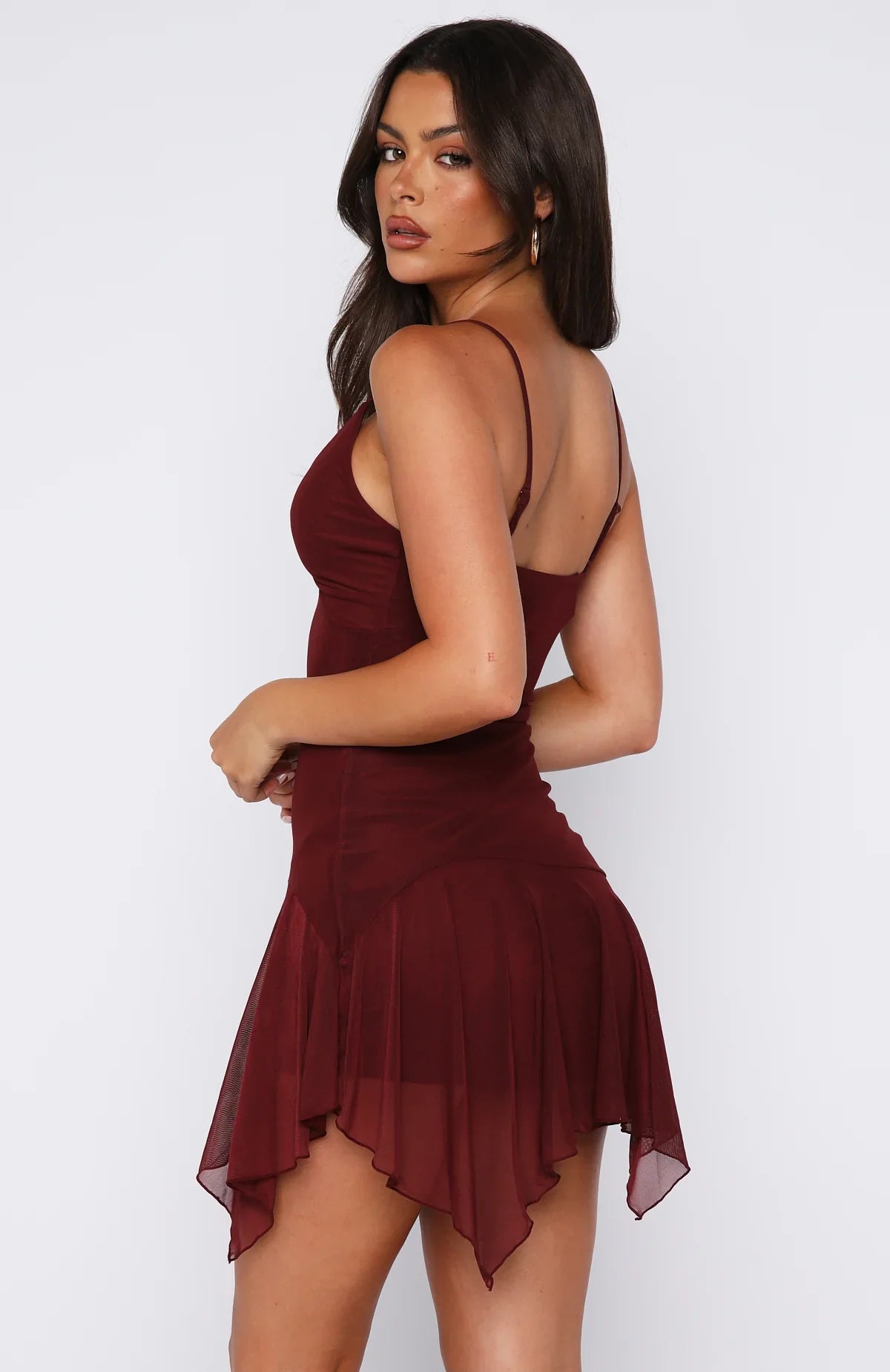Floating Through It Mini Dress Burgundy
