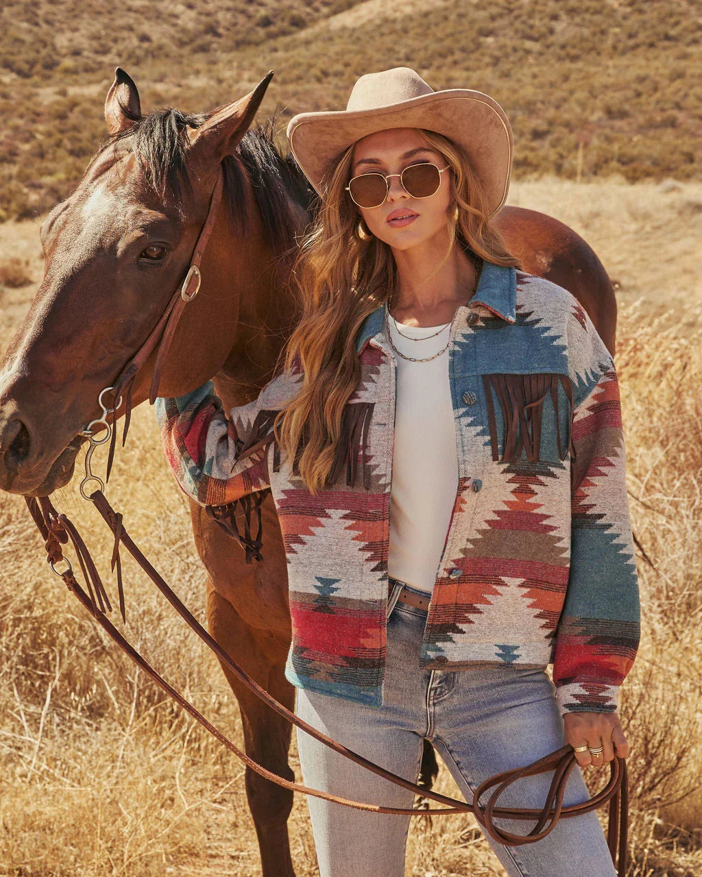 Morrow Aztec Printed Fringe Jacket