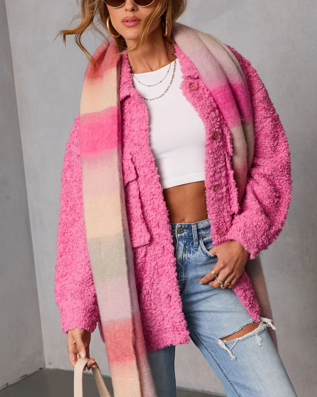 Happy Layer Teddy Shirt Jacket