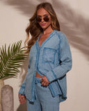 Francie Pleated Chambray Top