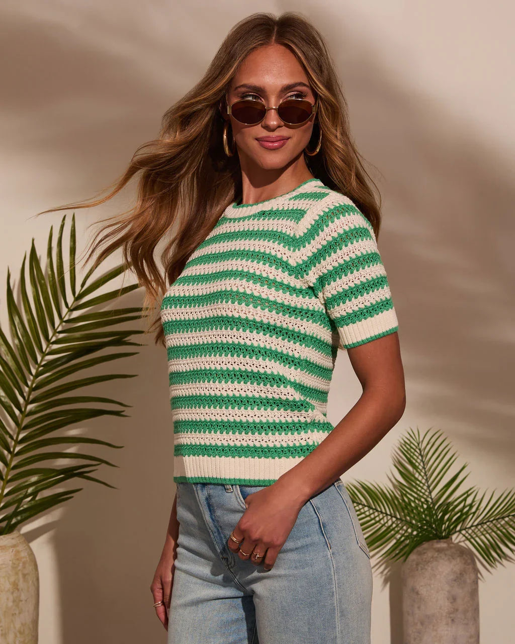 Mariselle Striped Crochet Top