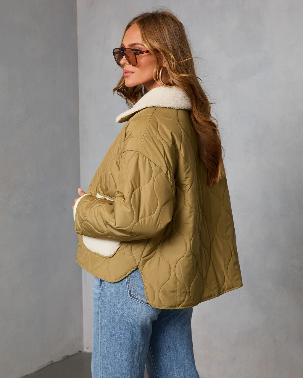 Glazed Mornings Sherpa Trim Quilted Puffer Jacket