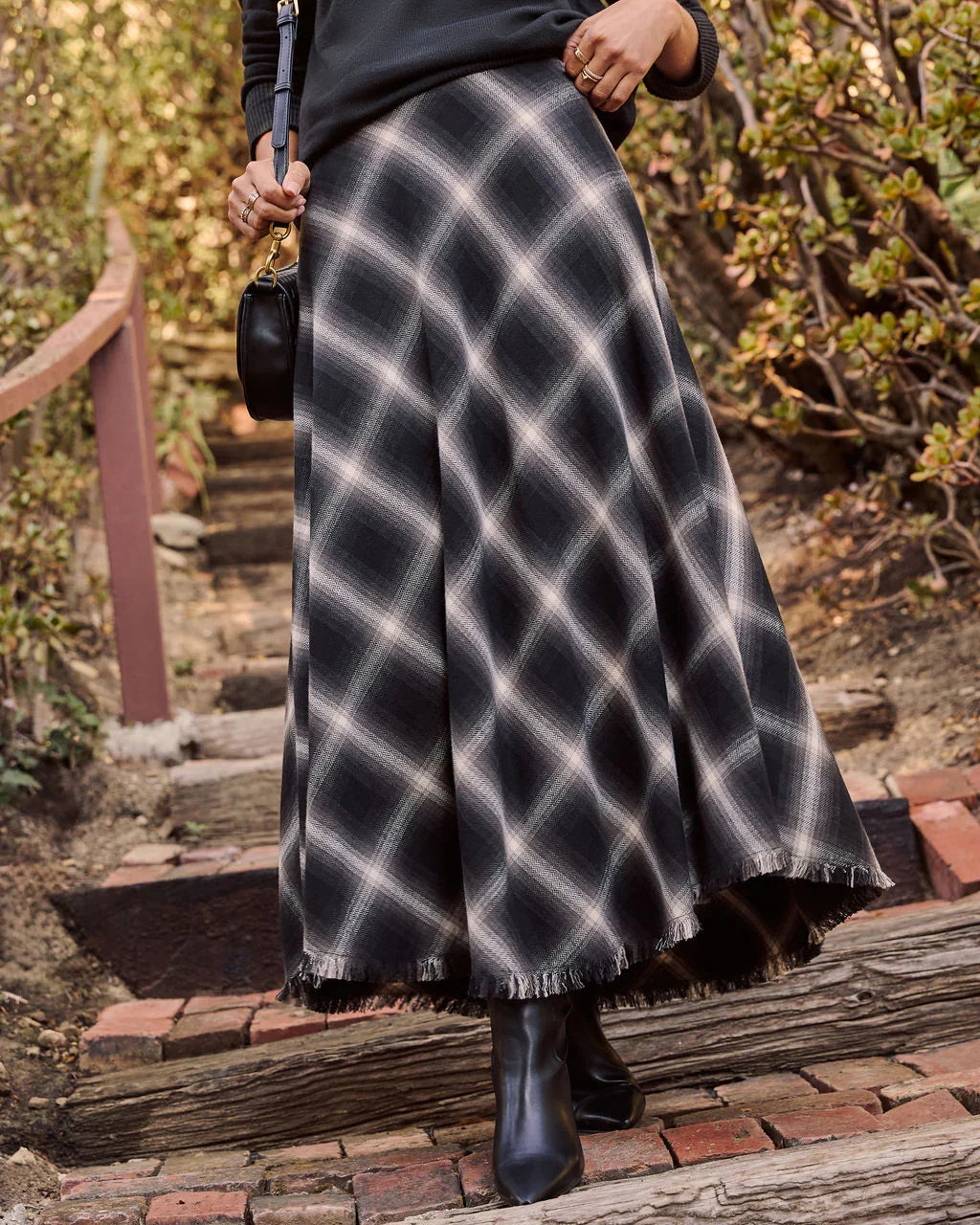 Woodland Plaid Midi Skirt