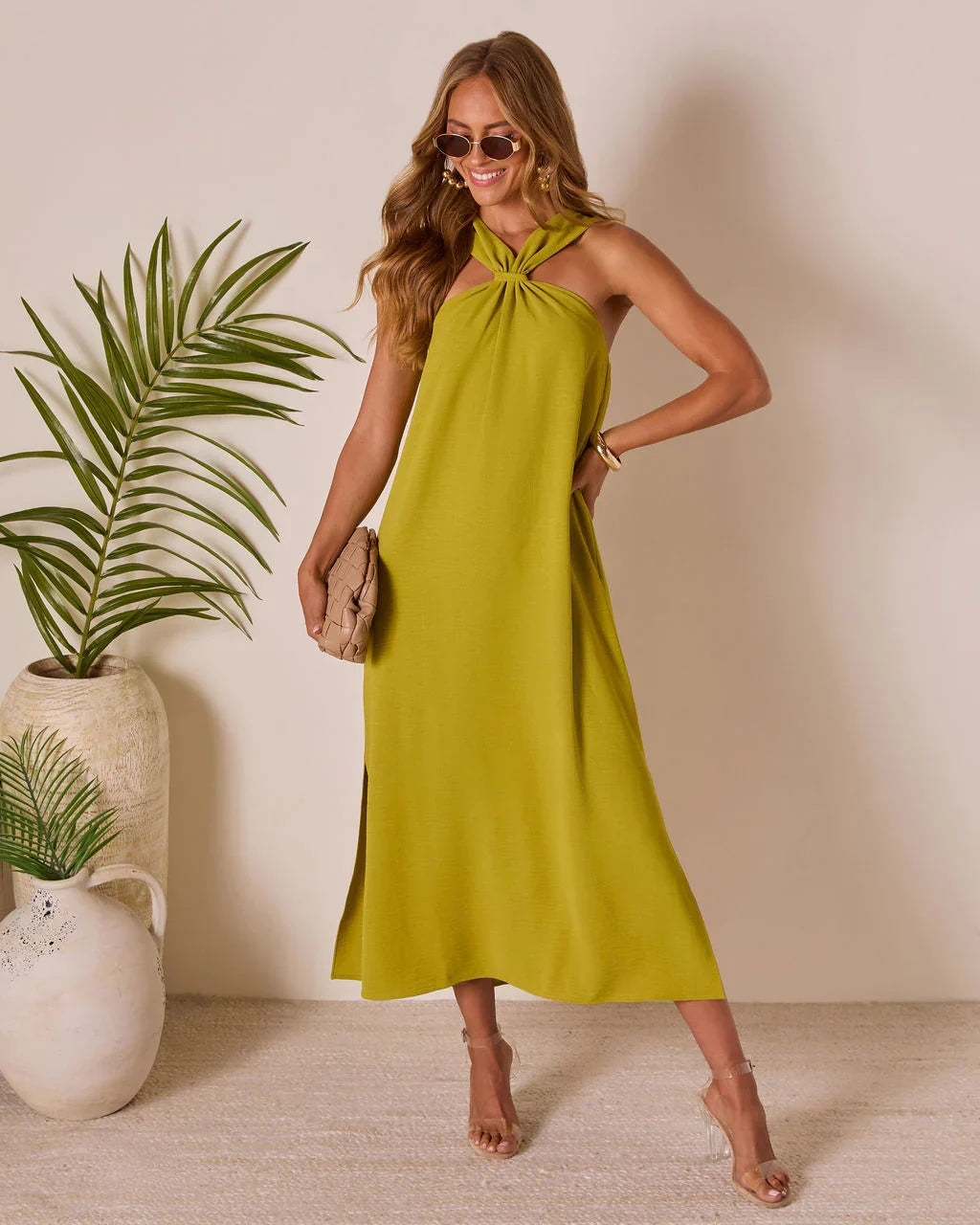 Tropic Whisper Halter Maxi Dress