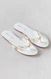 Kira Beaded Thong Sandals White