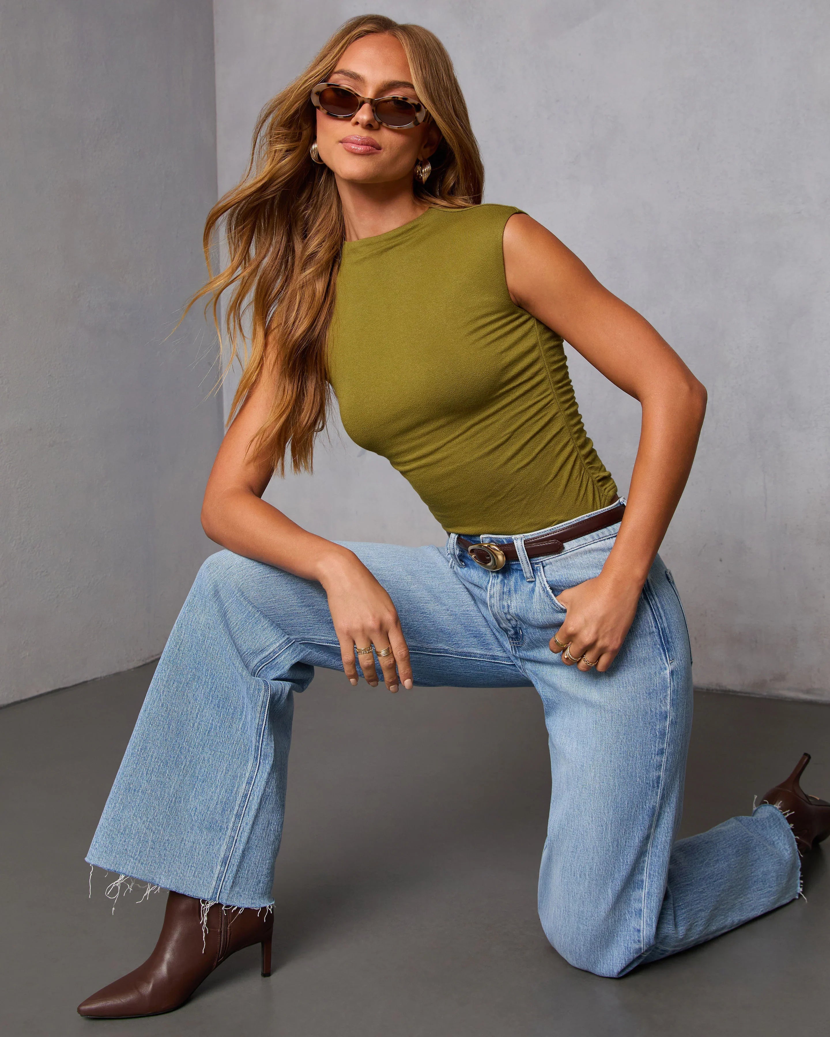 Dylan Cropped Mock Neck Top