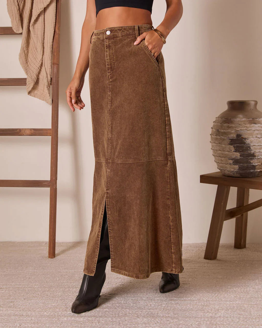 Caresse Corduroy Maxi Skirt