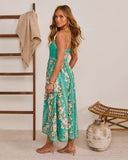 Relaxed Aura Floral Satin Maxi Dress