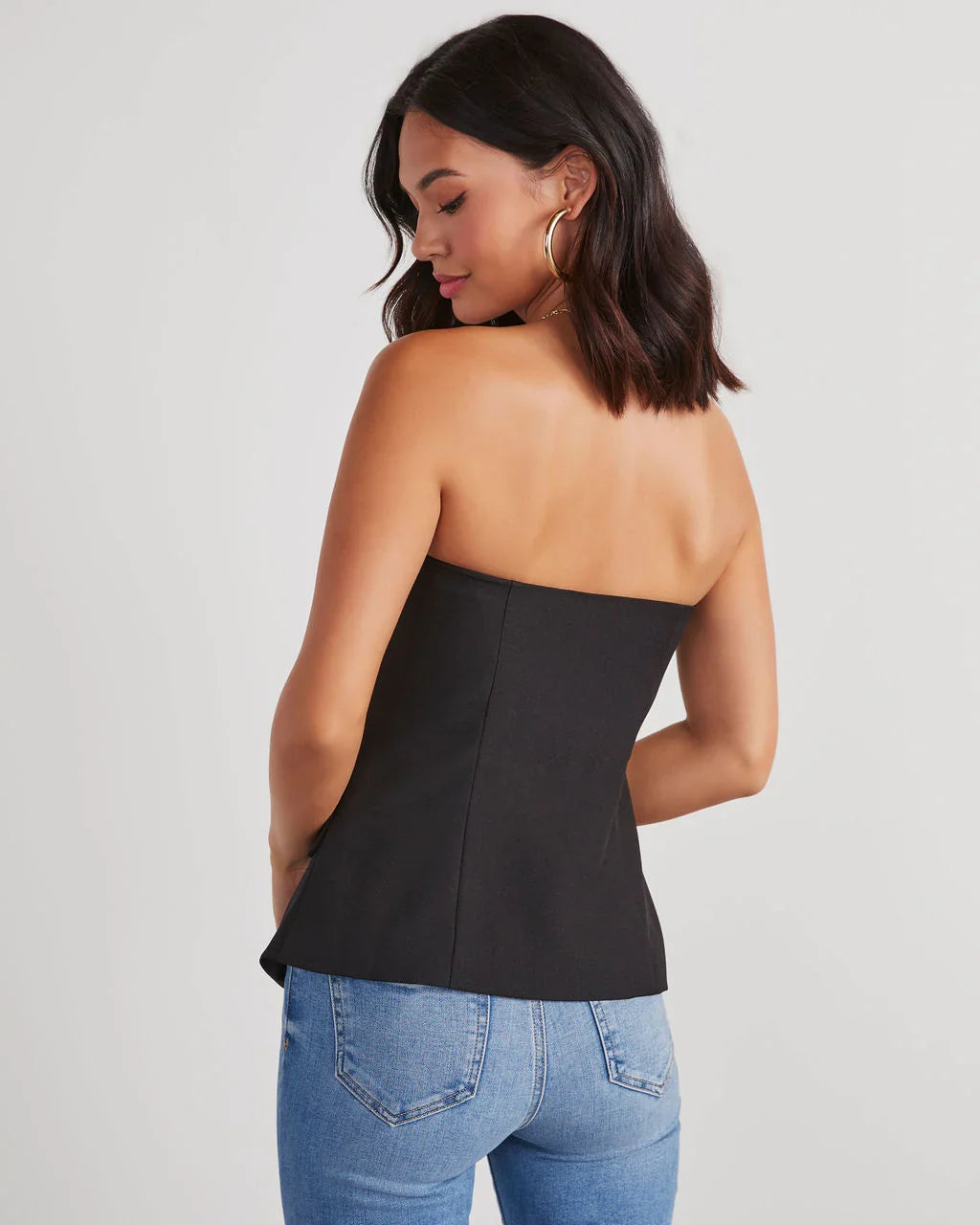 Miller Strapless Button Down Top