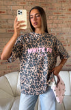 Offstage Printed Oversized Tee Dark Leopard