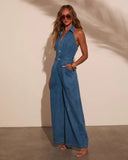 Earthkissed Denim Halter Jumpsuit