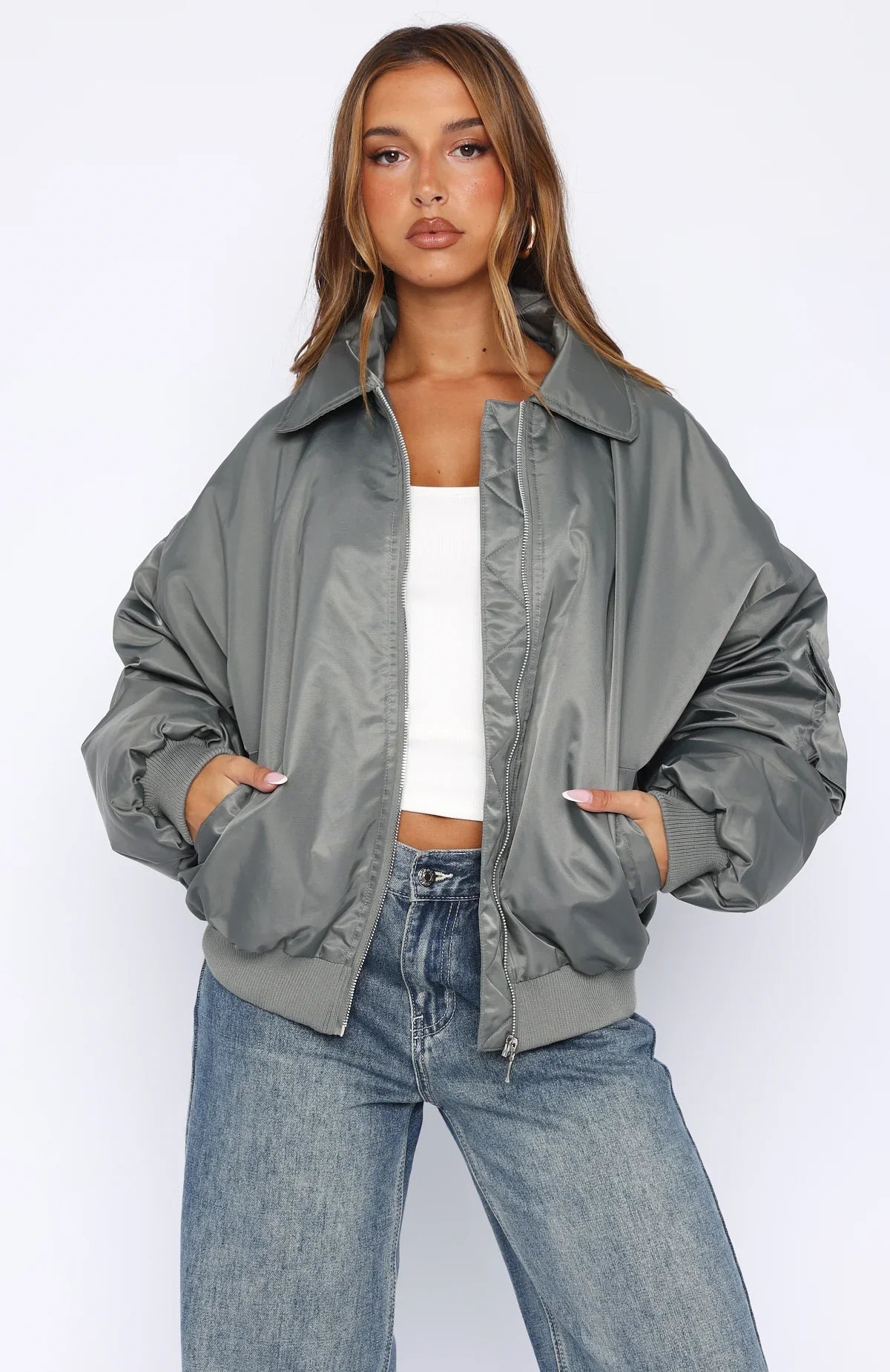 Burning For You Bomber Jacket Khaki