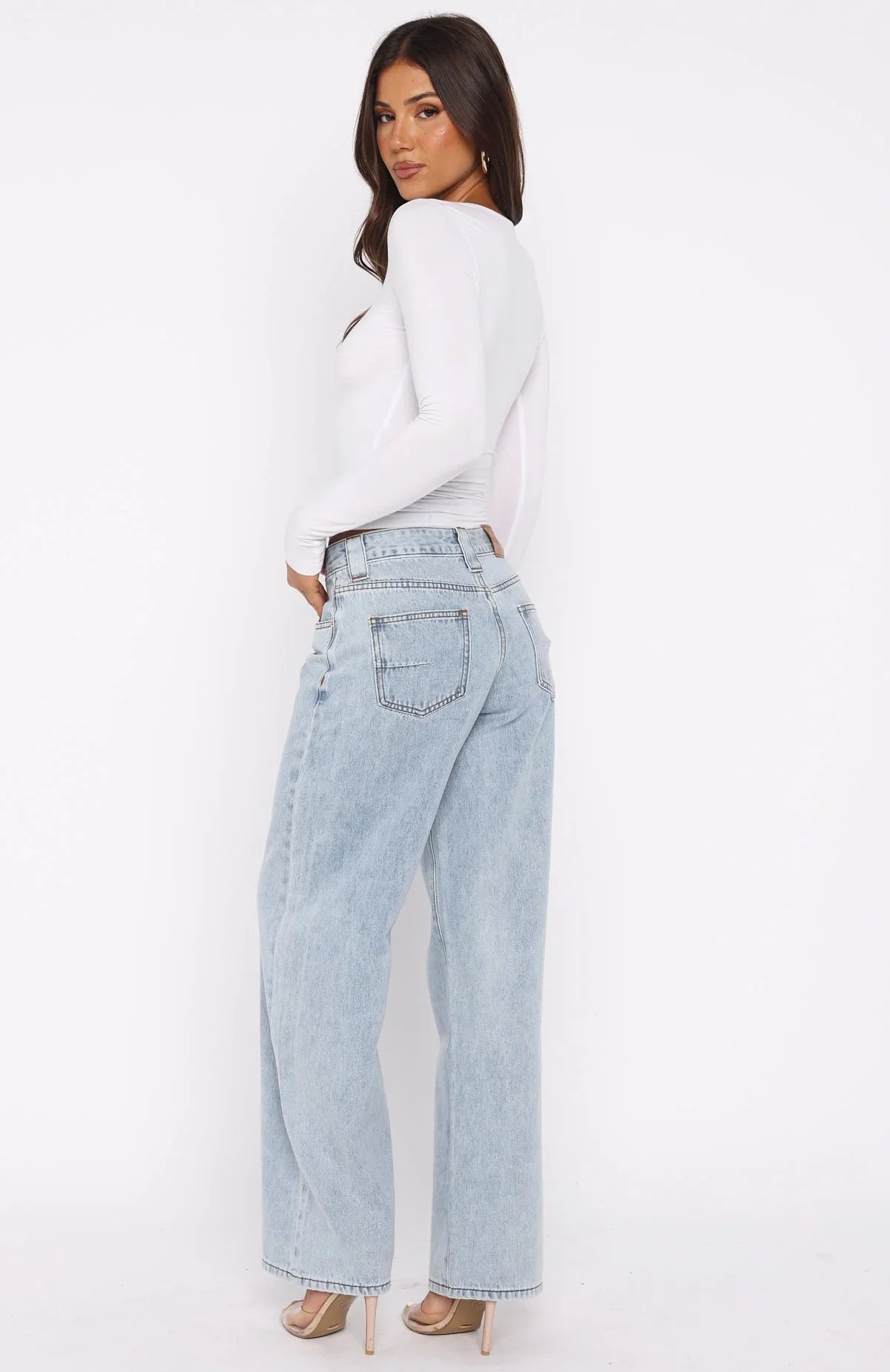 Clarissa Low Rise Wide Leg Jeans Mid Blue