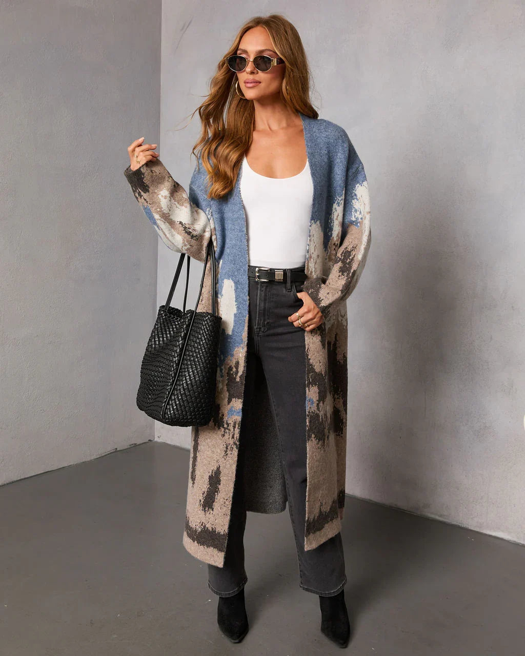 Glacielle Abstract Duster Cardigan