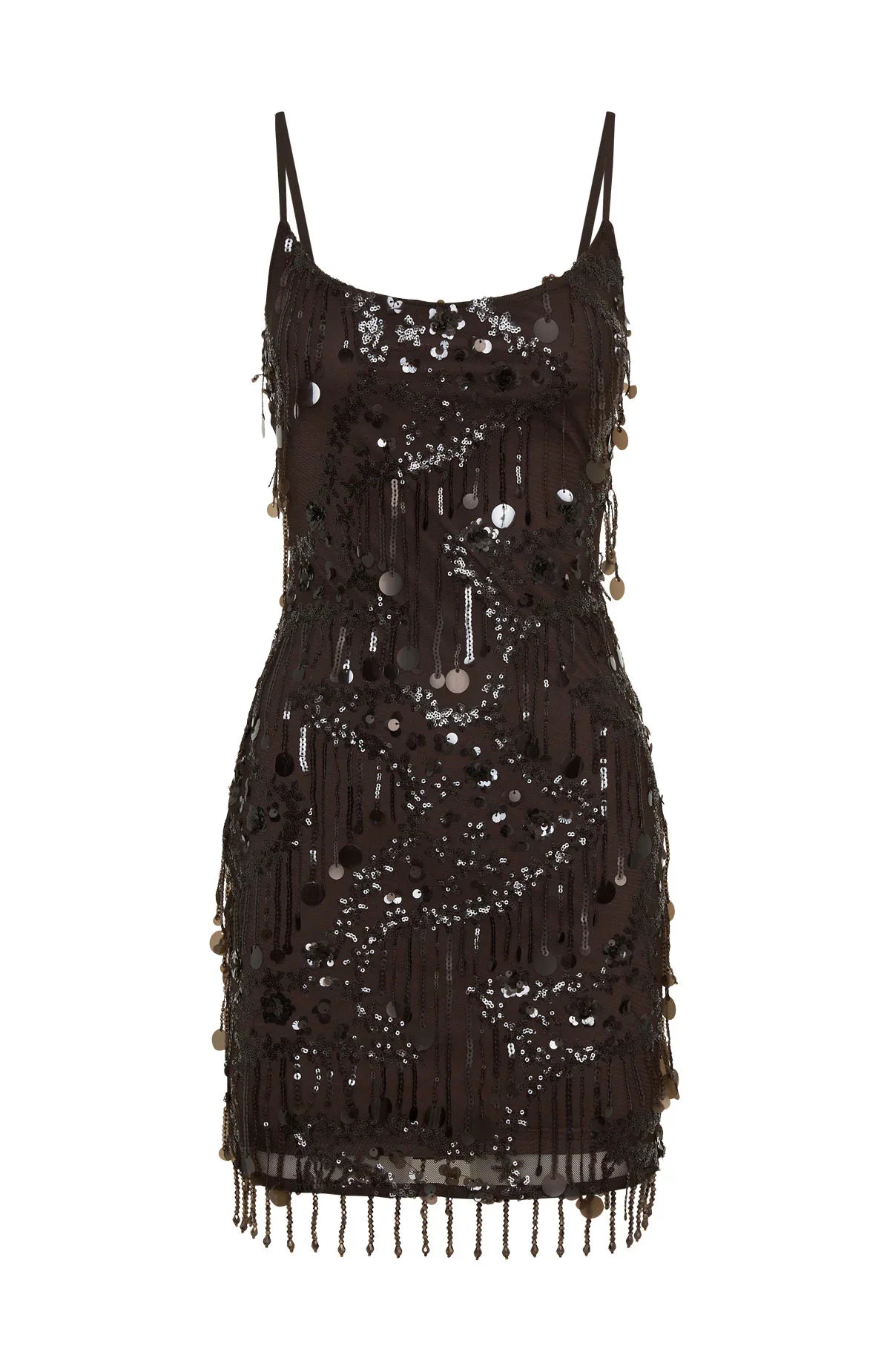 Decadent Daze Beaded Mini Dress Chocolate
