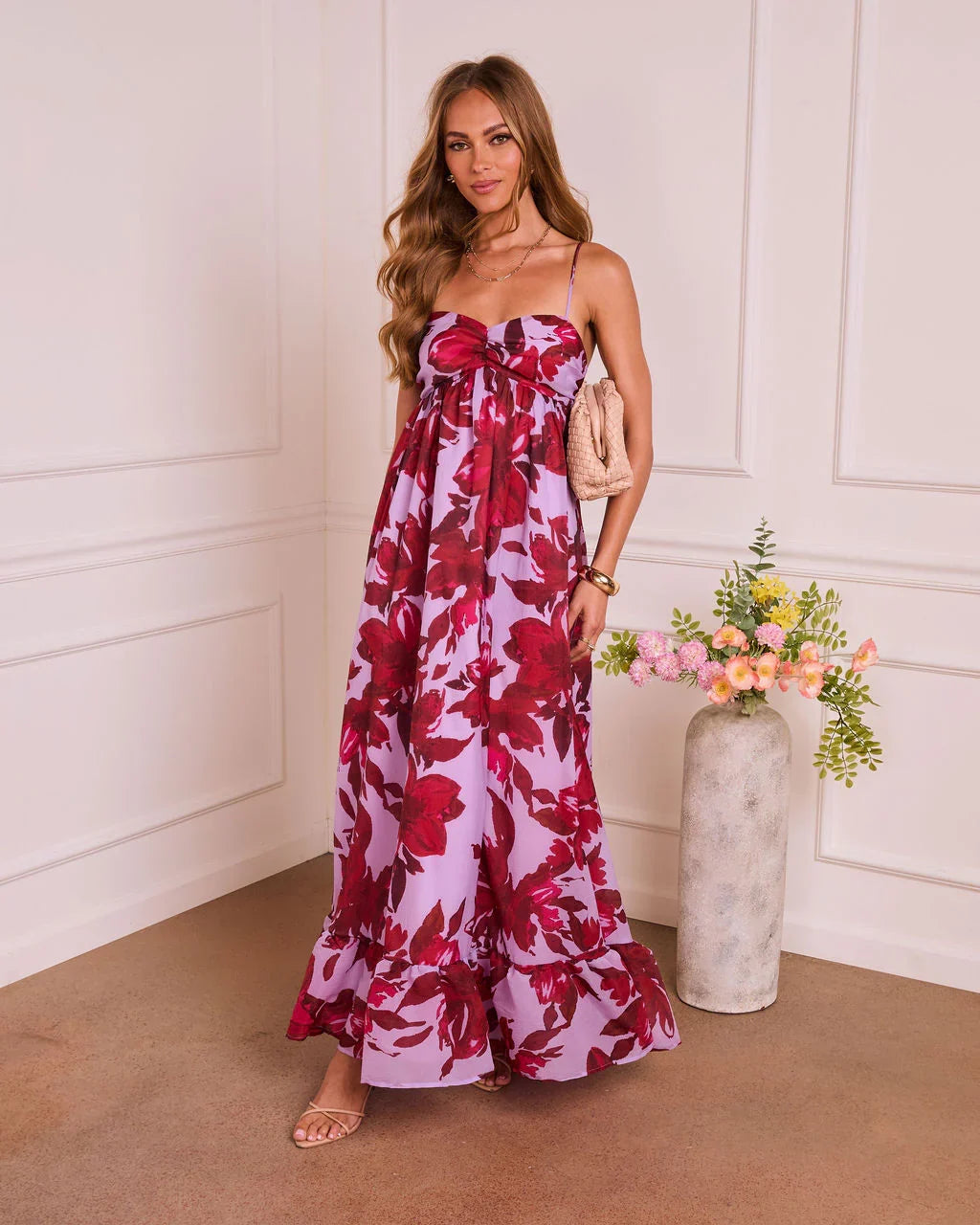 Romantic Aura Floral A Line Maxi Dress