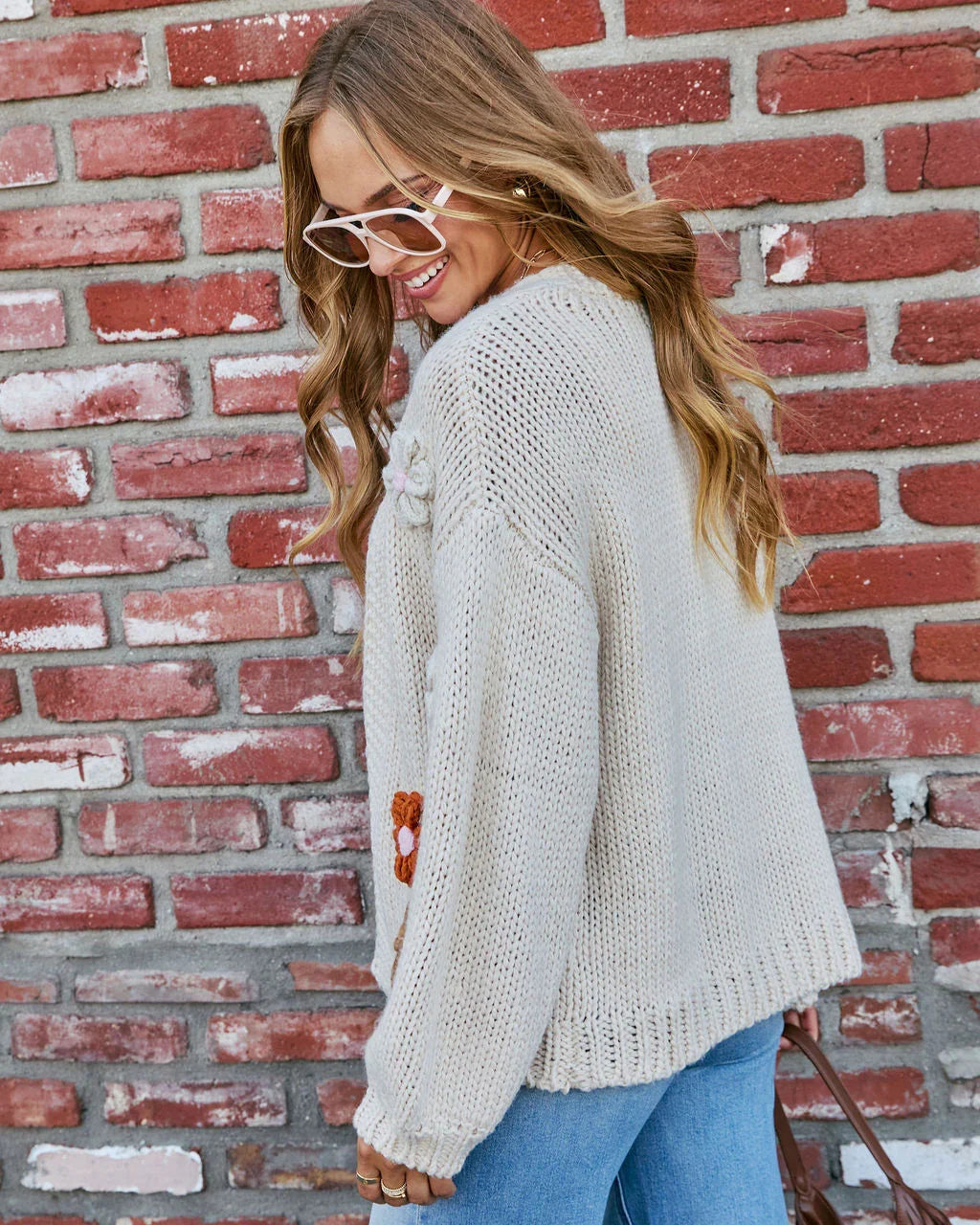 Fallen Daisy Oversized Knit Cardigan