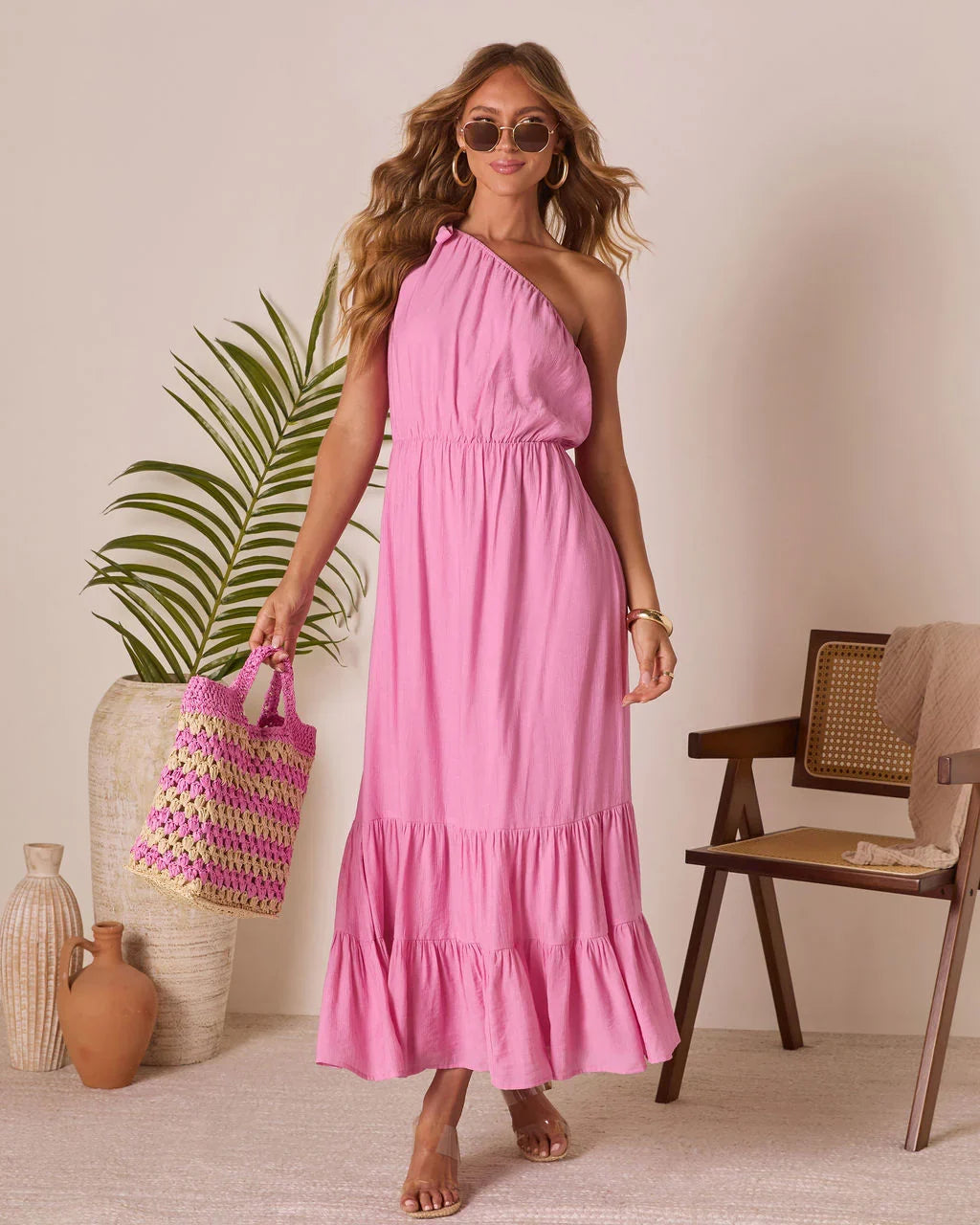 Serene Summer One Shoulder Maxi Dress