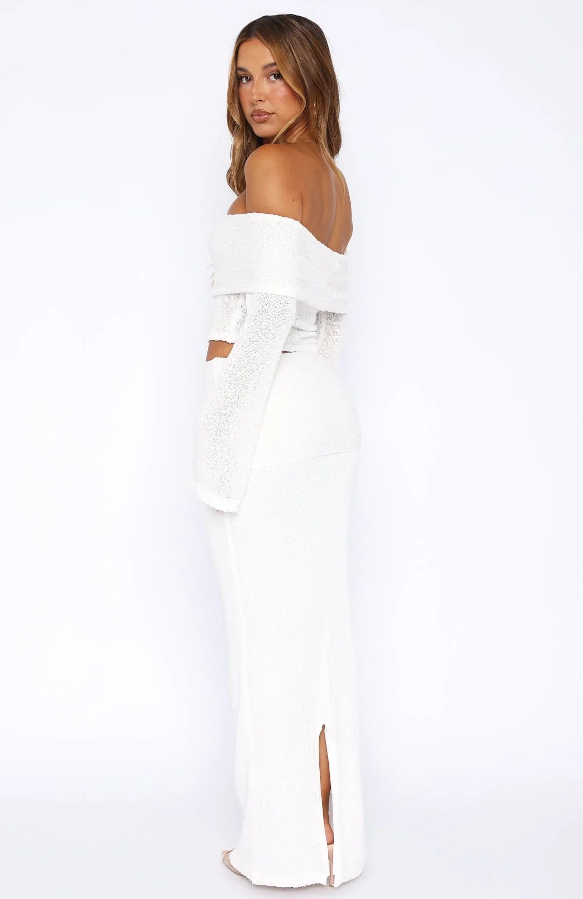 In Too Deep Knit Maxi Skirt White
