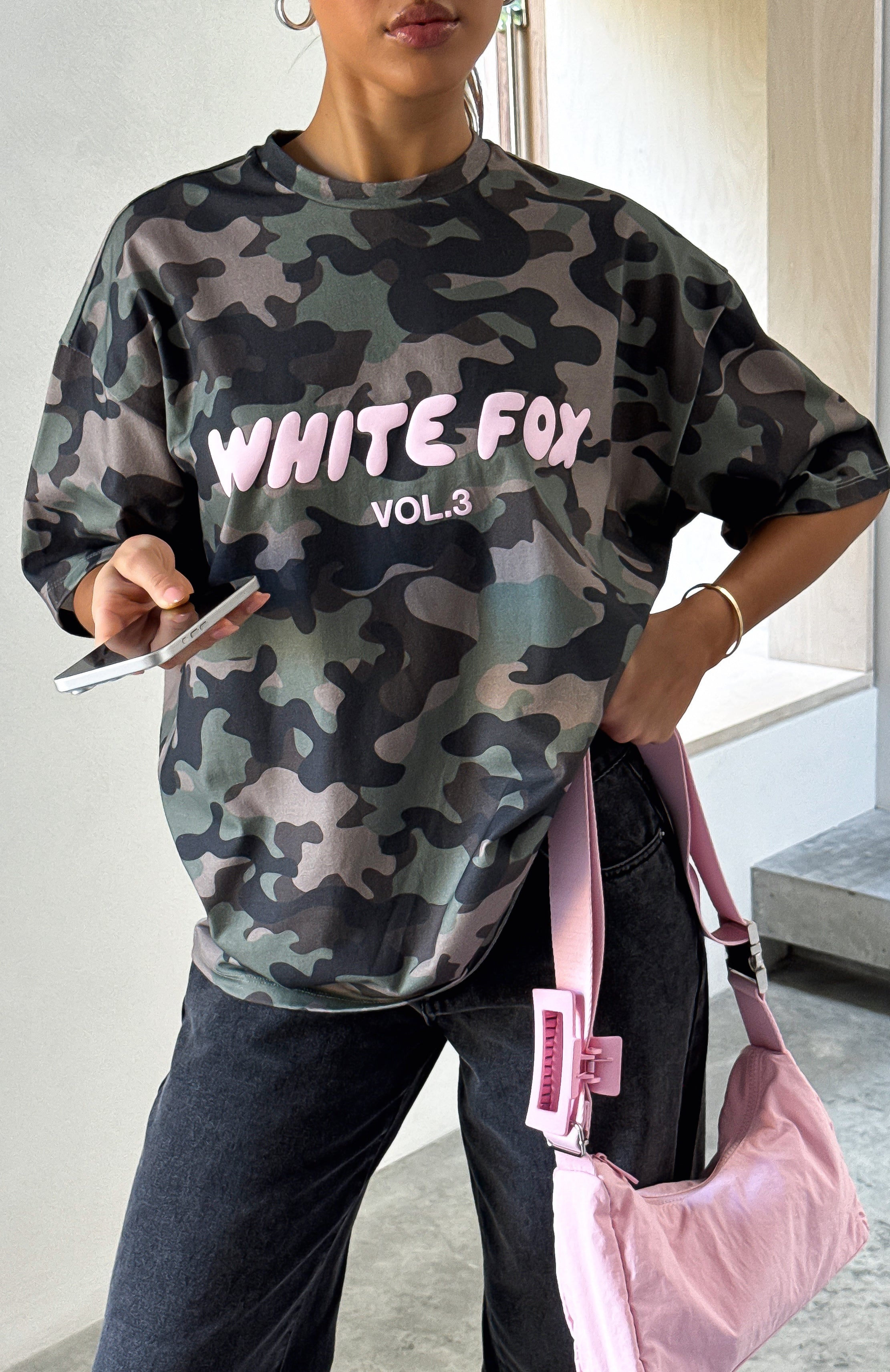 Offstage Printed Oversized Tee Washed Camo