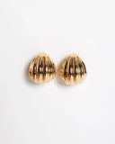 Seashell Textured 14K Gold Huggie Earrings
