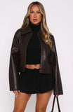 Nobody Told Me PU Jacket Chocolate