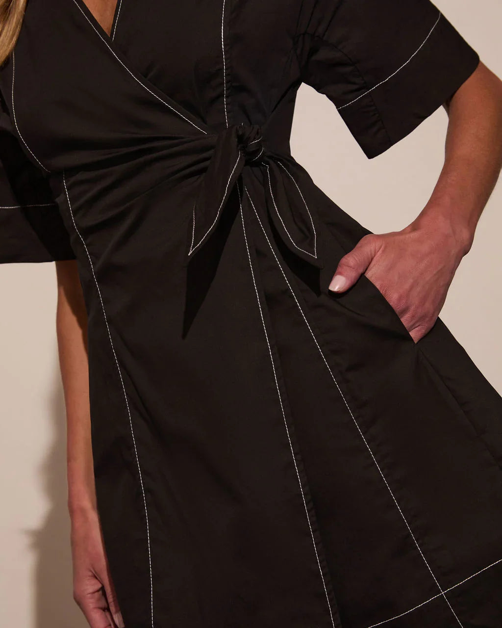 Nella Contrast Wrap Tie Mini Dress