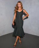 Indre Tweed Embellished Trim Fishtail Midi Dress