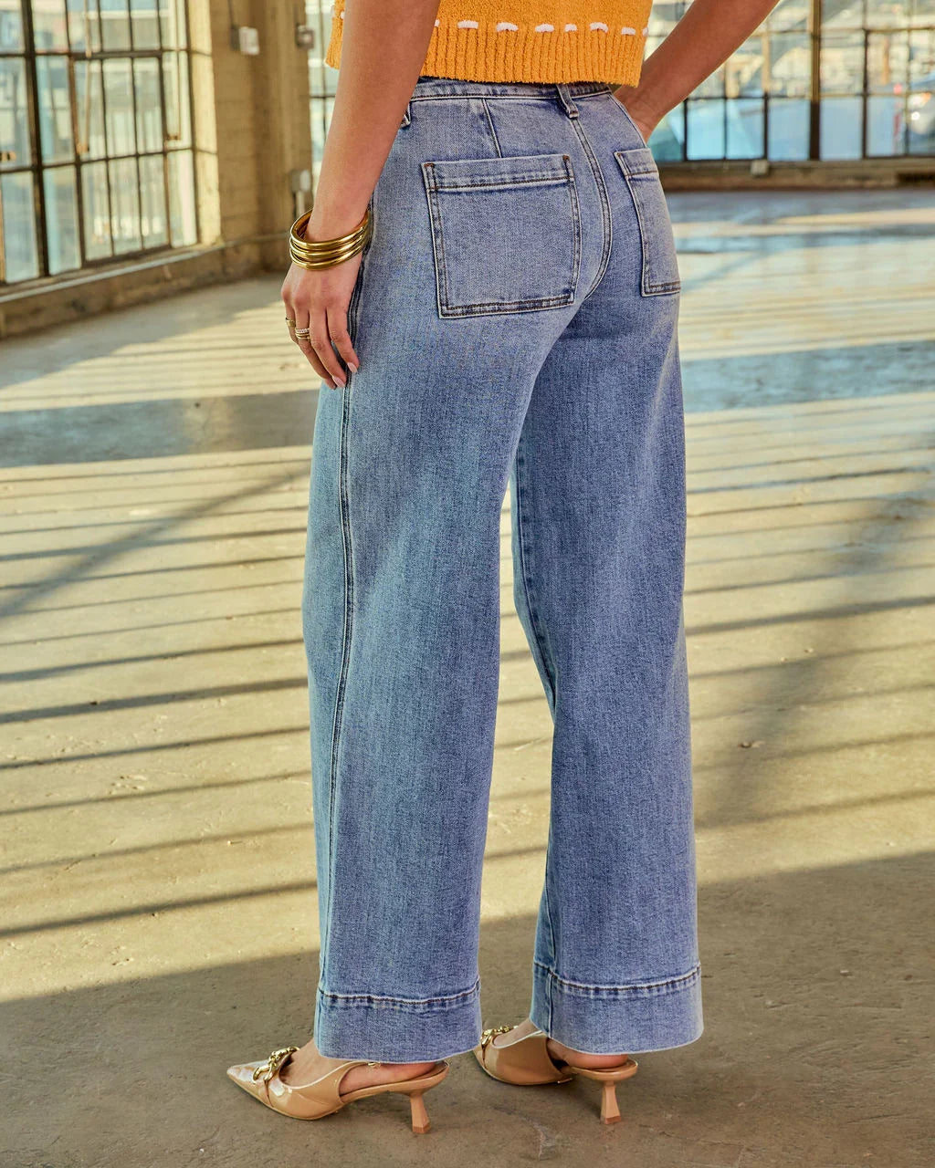 Kelton Stretch High Rise Wide Leg Jeans