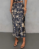 Spiced Honey Printed Satin Midi Skirt