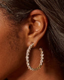 Sweet Cream Embellished Hoop Earrings