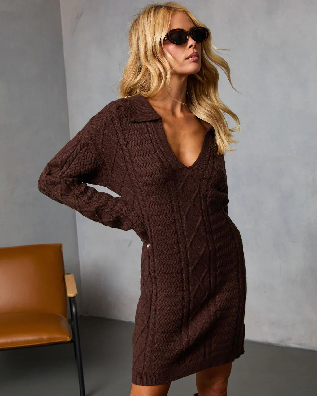 Sorie Cable Knit Mini Dress