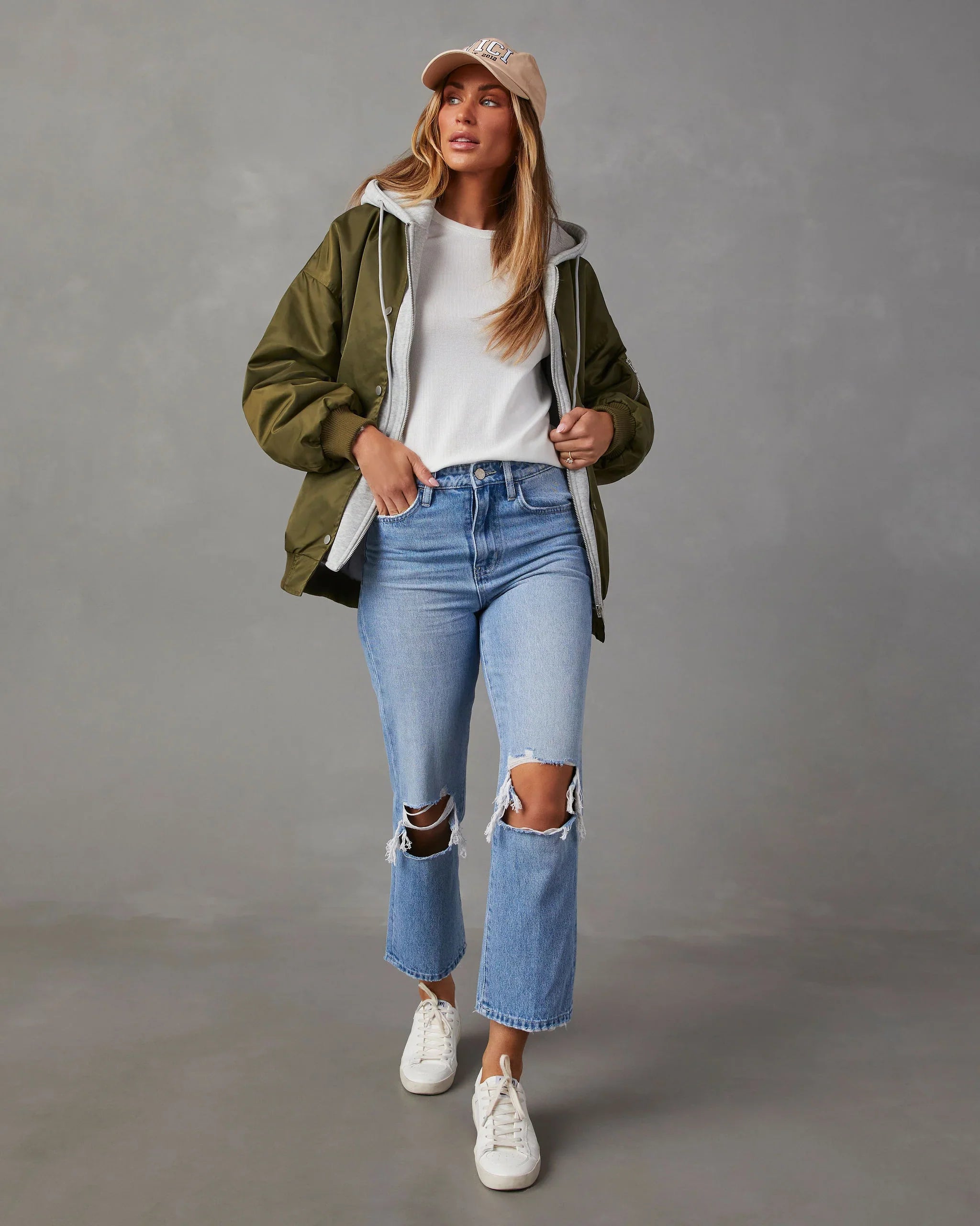 Campus Oversized Hooded Bomber Jacket