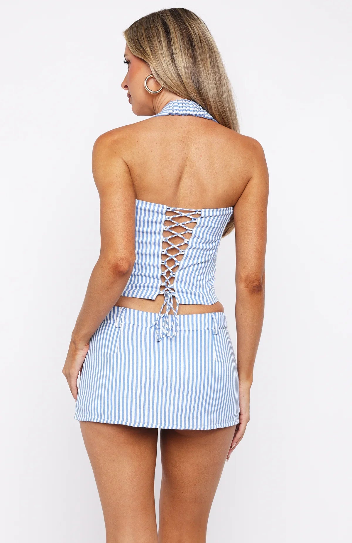 Back To Business Mini Skort Light Blue Stripe