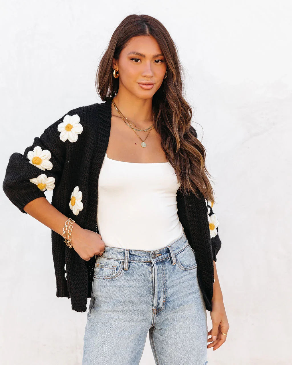 Fallen Daisy Oversized Knit Cardigan