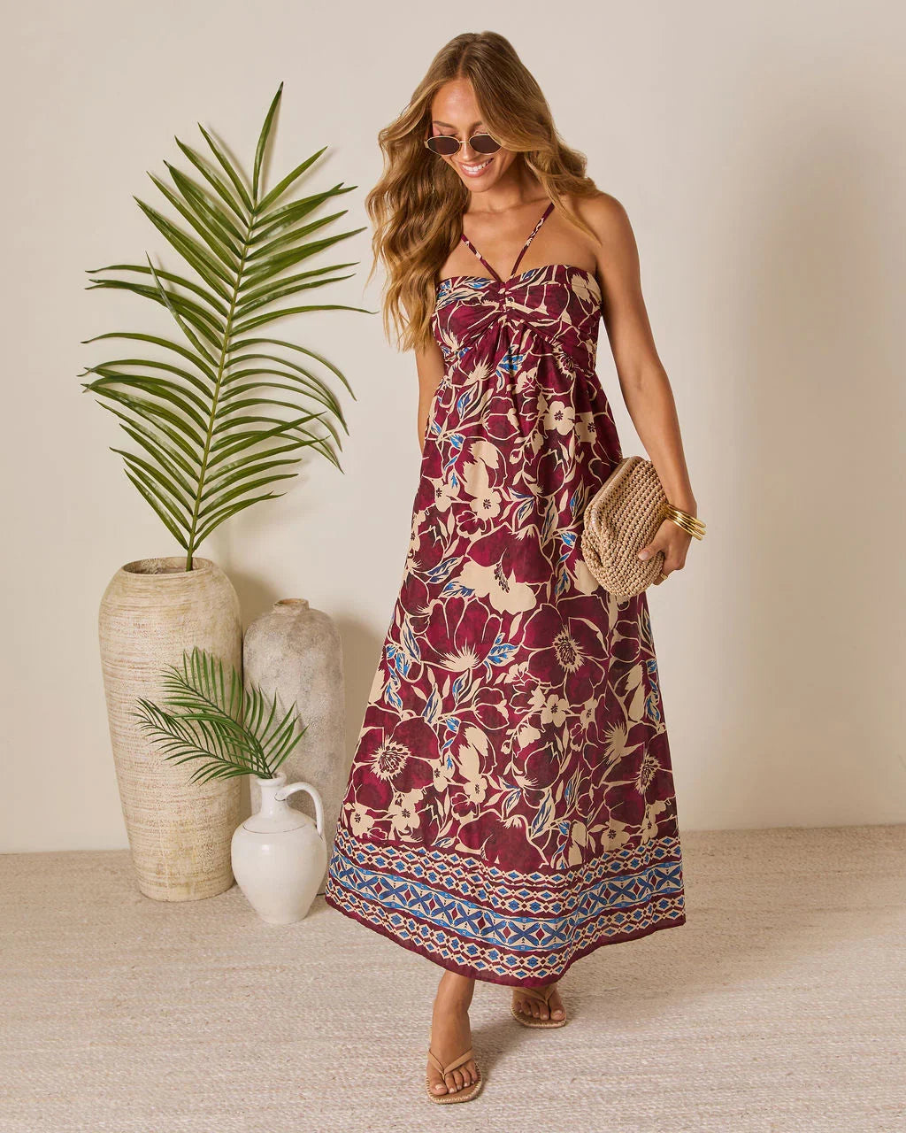 Sunset Tropics Empire Maxi Dress