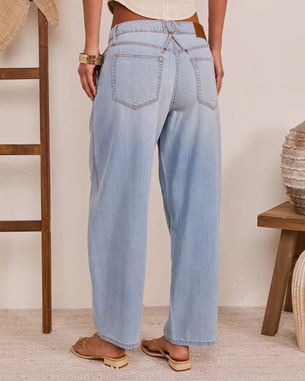 Kaleena Rigid Mid Rise Barrel Leg Jeans