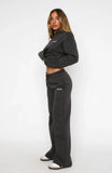Match Your Words Wide Leg Sweatpants Charcoal