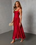 Firelight Muse Pleated Midi Dress