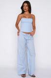 Born To Glow Wide Leg Pants Blue Stripe