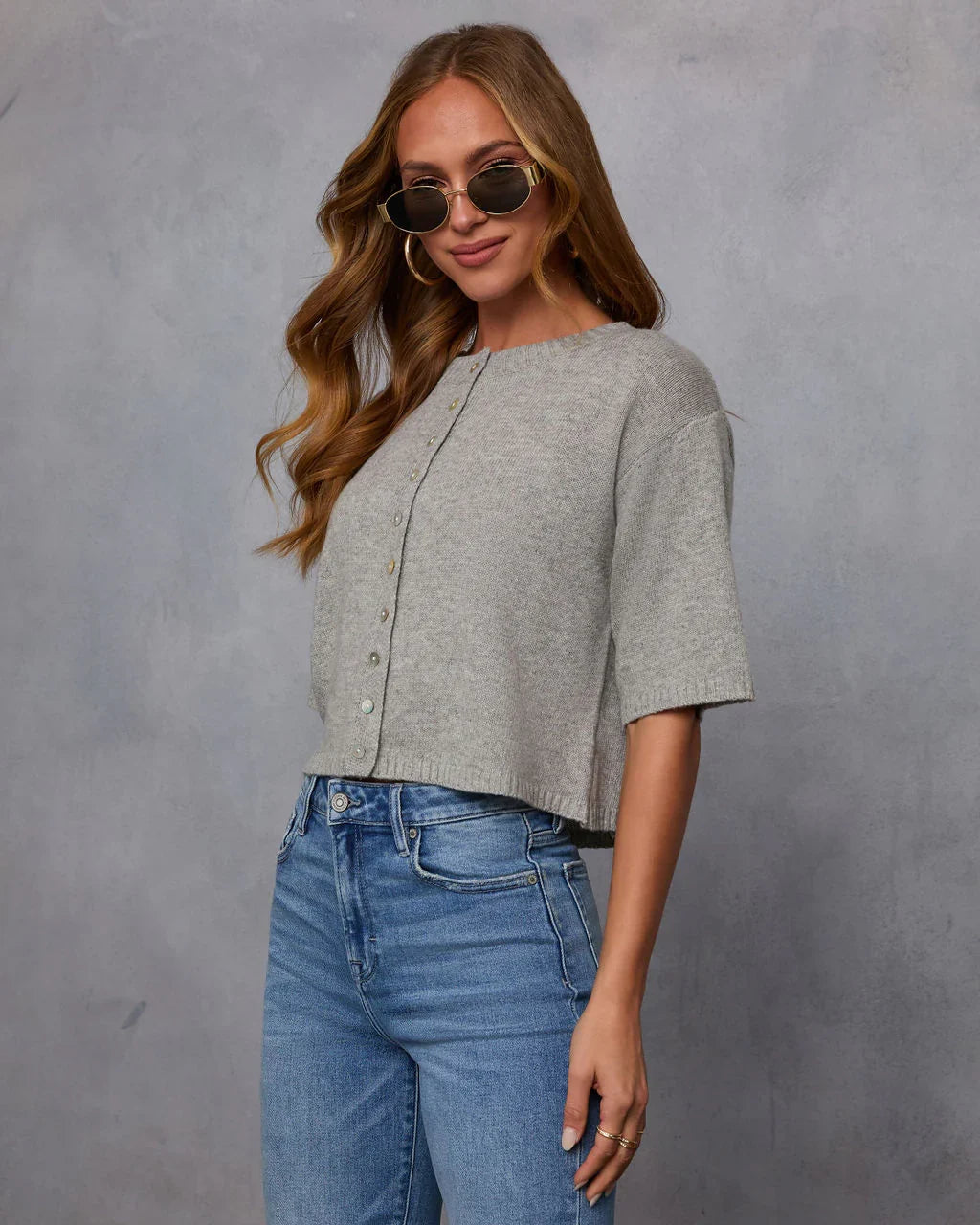 Chic Escape Button Detail Short Sleeve Cardigan