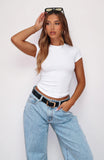Meant To Tell Short Sleeve Rib Baby Tee White