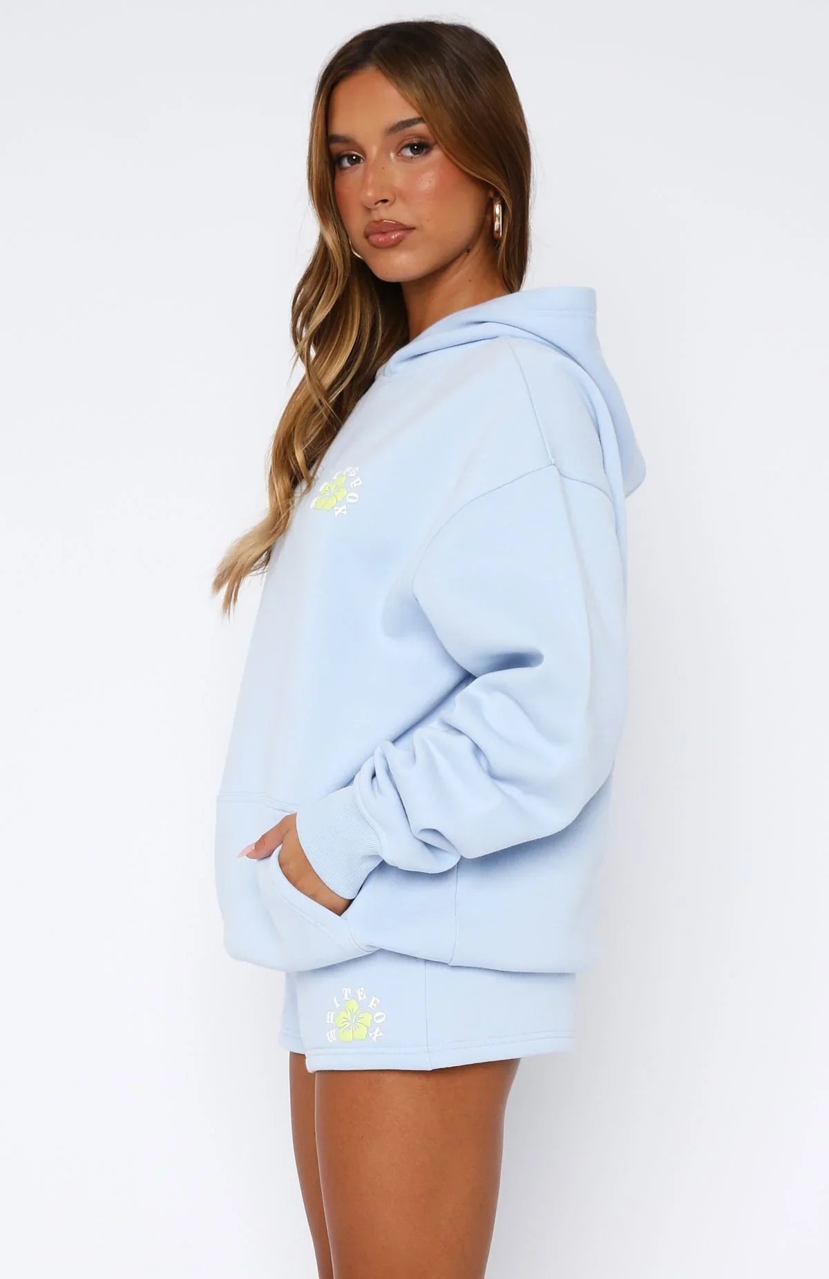 Keep Blooming Oversized Hoodie Blue