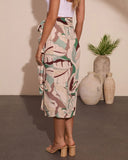 Neela Abstract Wrap Tie Cover Up Midi Skirt