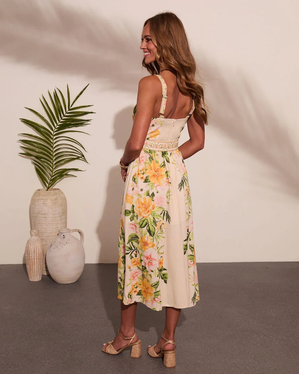 Rosira Belted Floral Midi Dress
