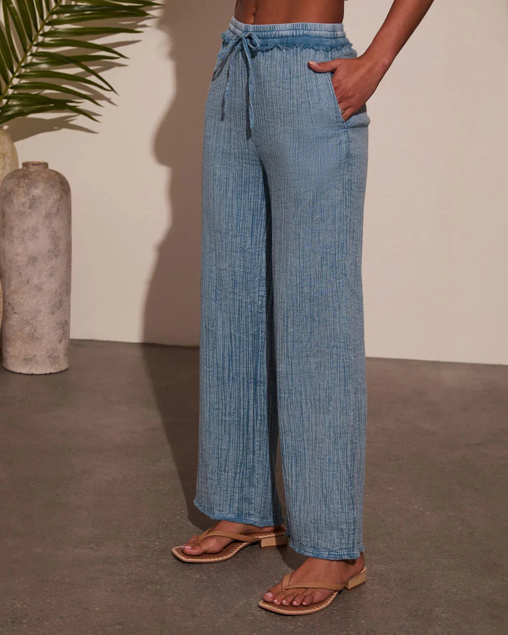 Francie Pleated Chambray Pants