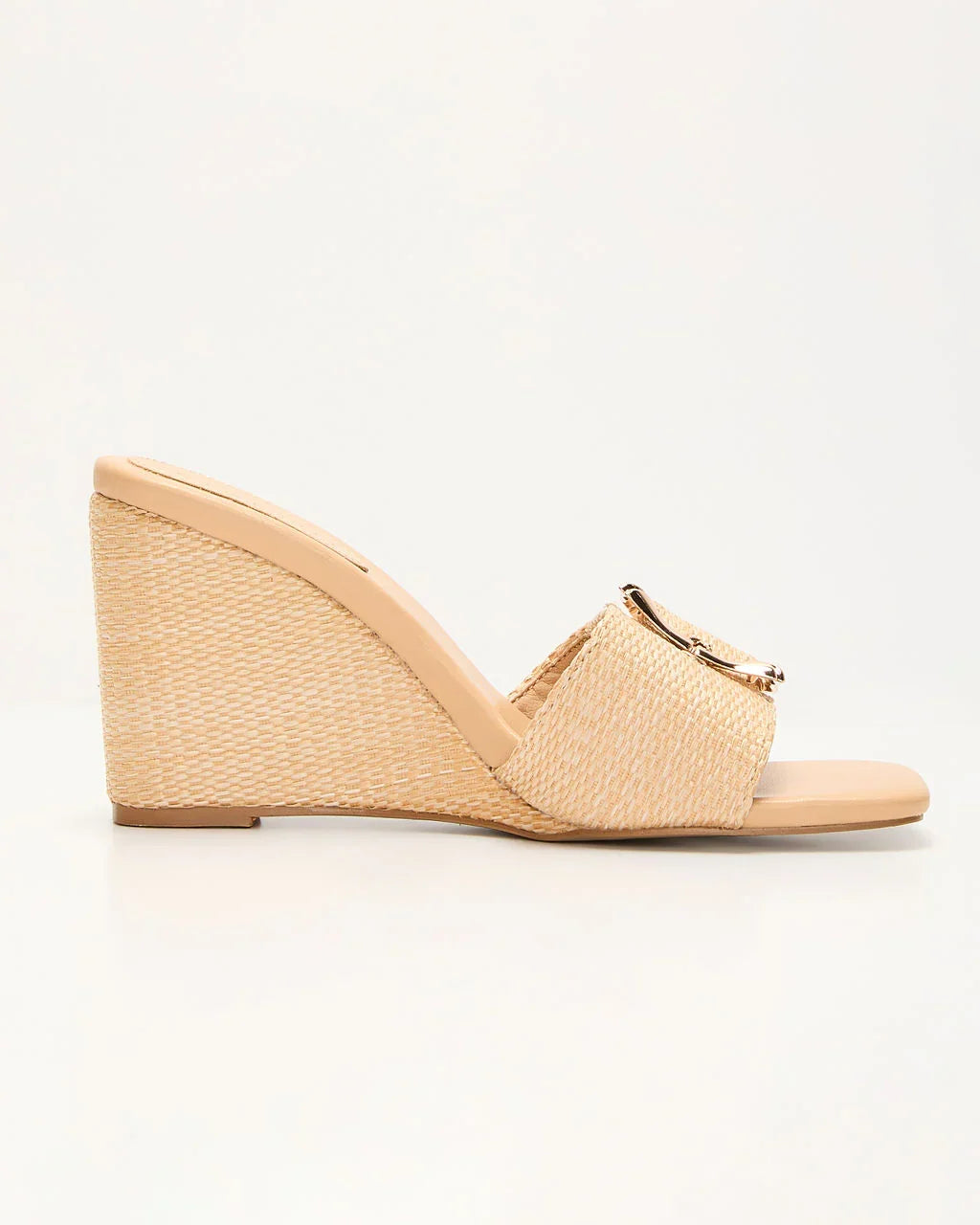 Giavanna Buckle Straw Wedge